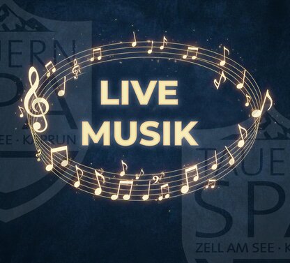 Leuchtender Live Musik Schriftzug mit Noten