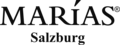 Dark gray lettering Marias Salzburg on black